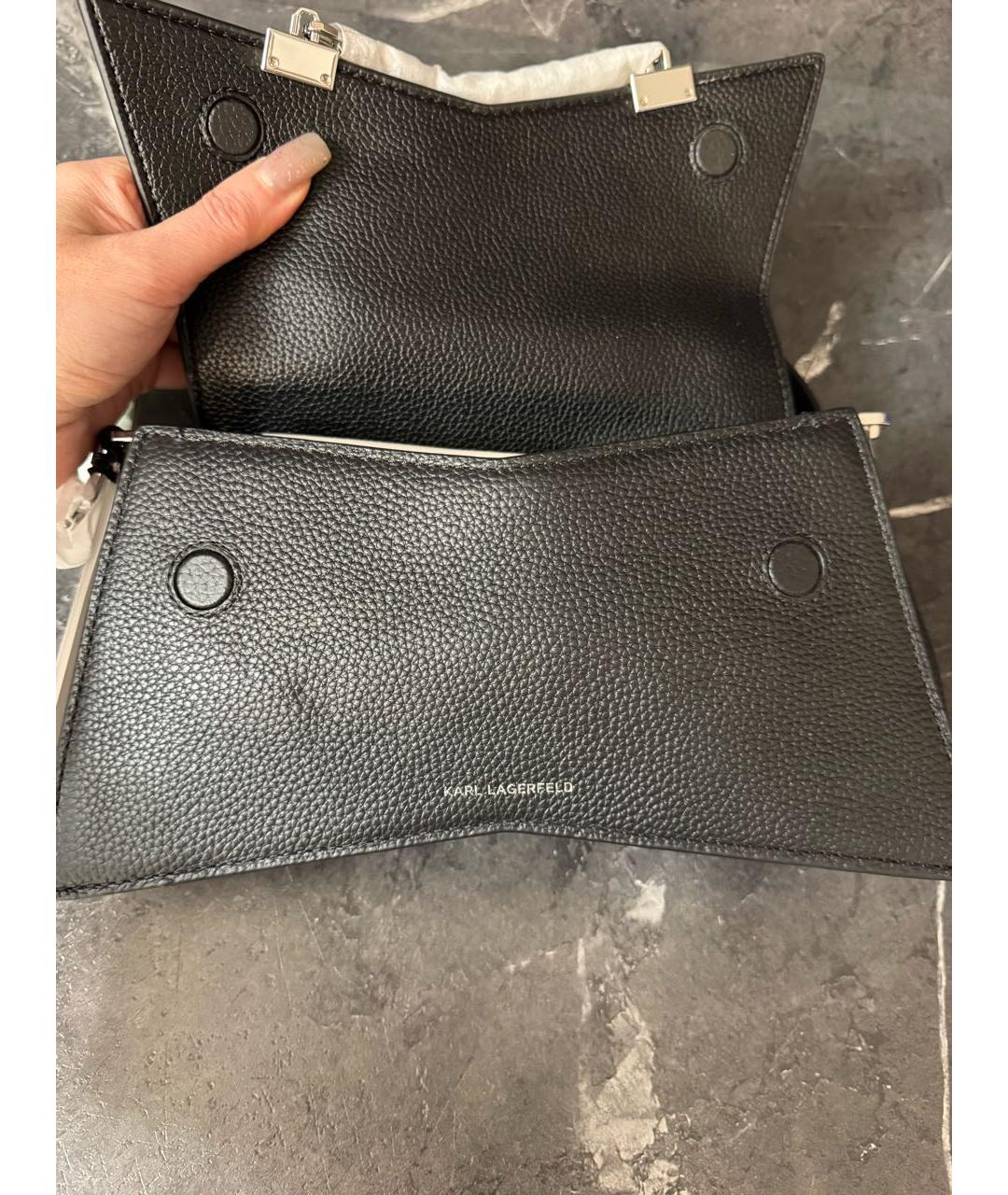 KARL LAGERFELD Черная кожаная сумка через плечо, фото 5