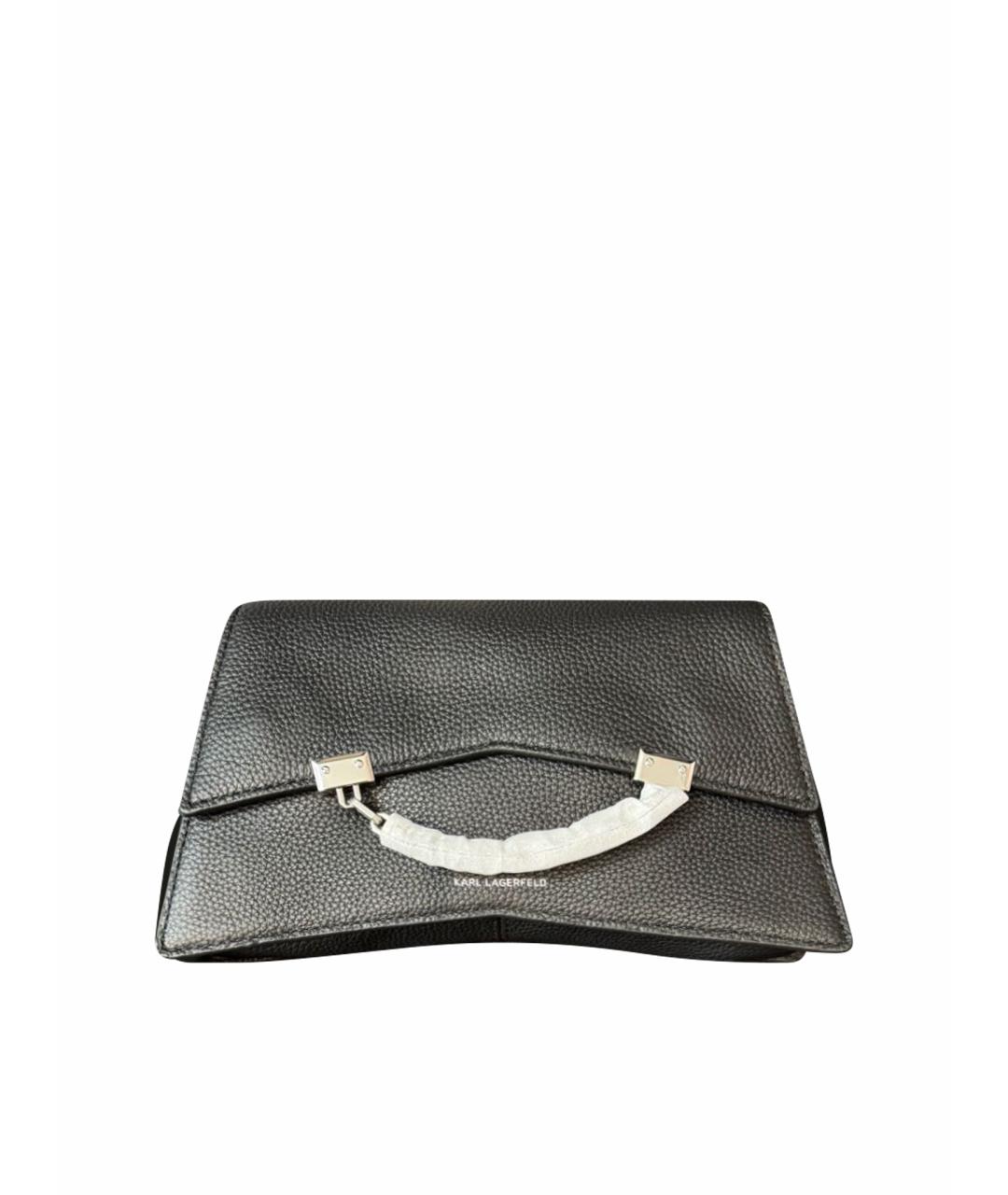 KARL LAGERFELD Черная кожаная сумка через плечо, фото 1