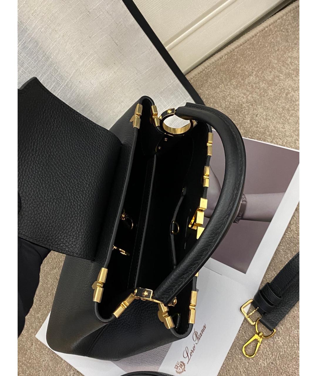 LOUIS VUITTON Черная кожаная сумка с короткими ручками, фото 5