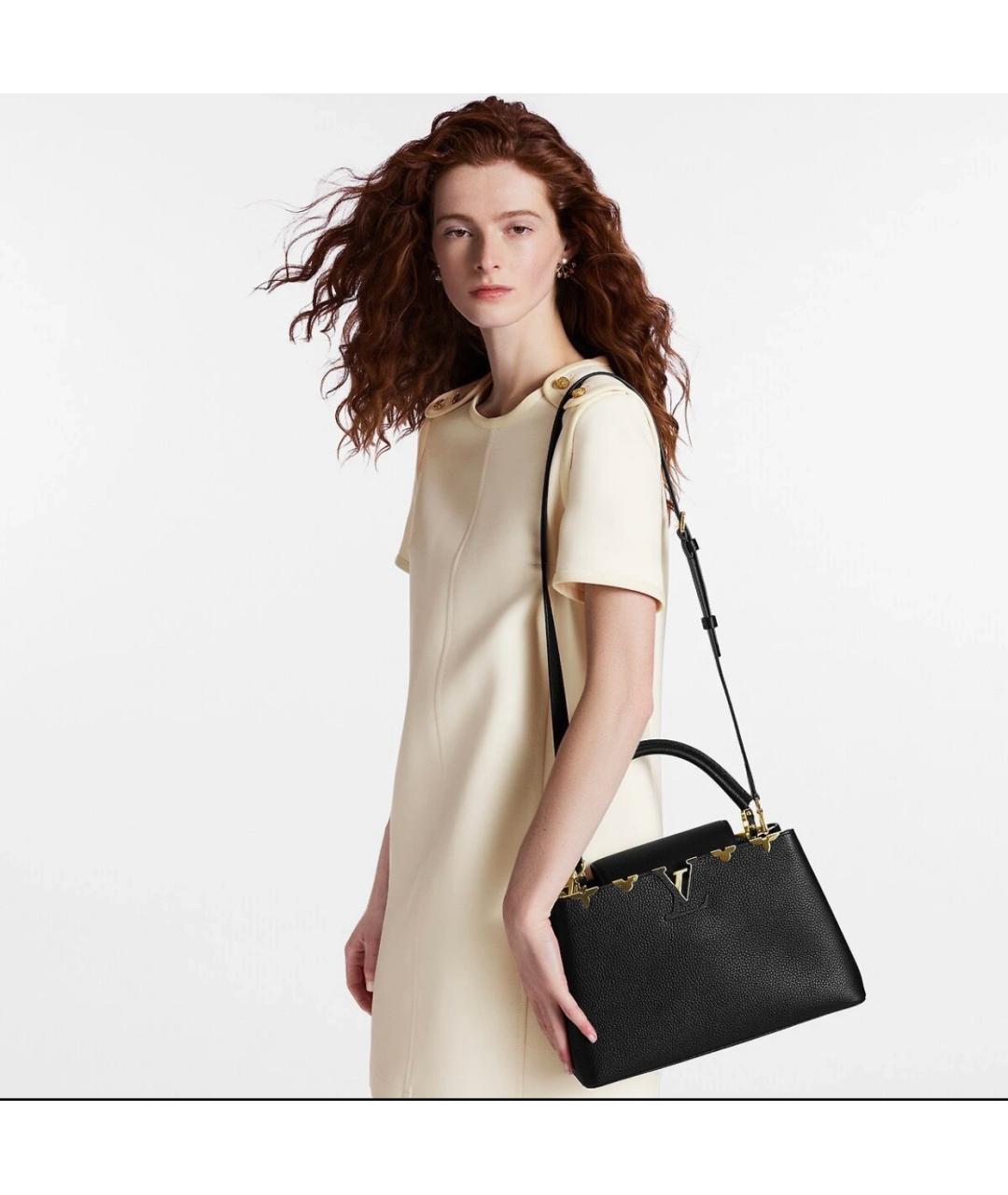 LOUIS VUITTON Черная кожаная сумка с короткими ручками, фото 7