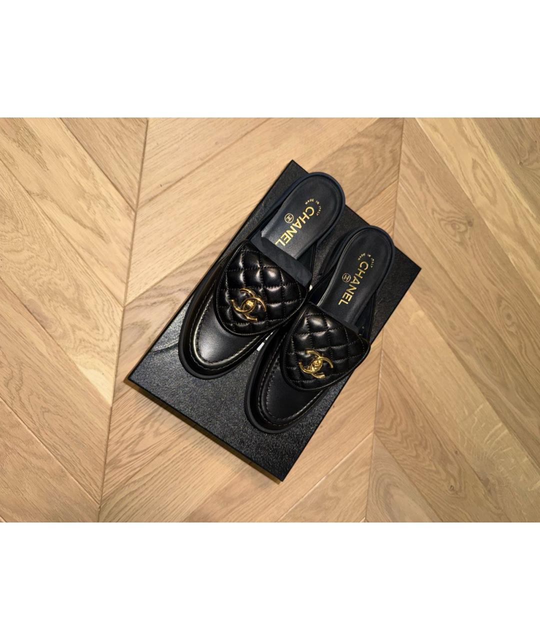 CHANEL Черные кожаные мюли, фото 4