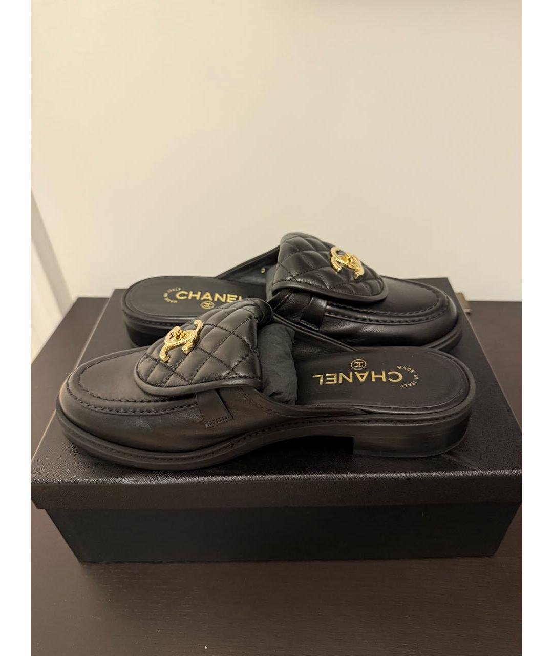 CHANEL Черные кожаные мюли, фото 7