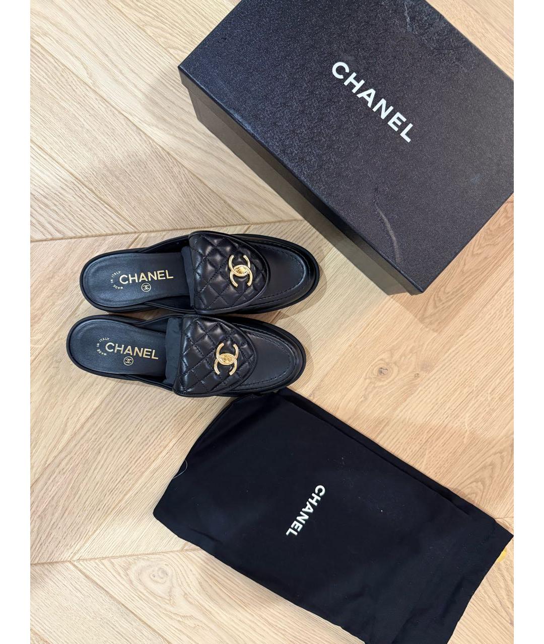 CHANEL Черные кожаные мюли, фото 8