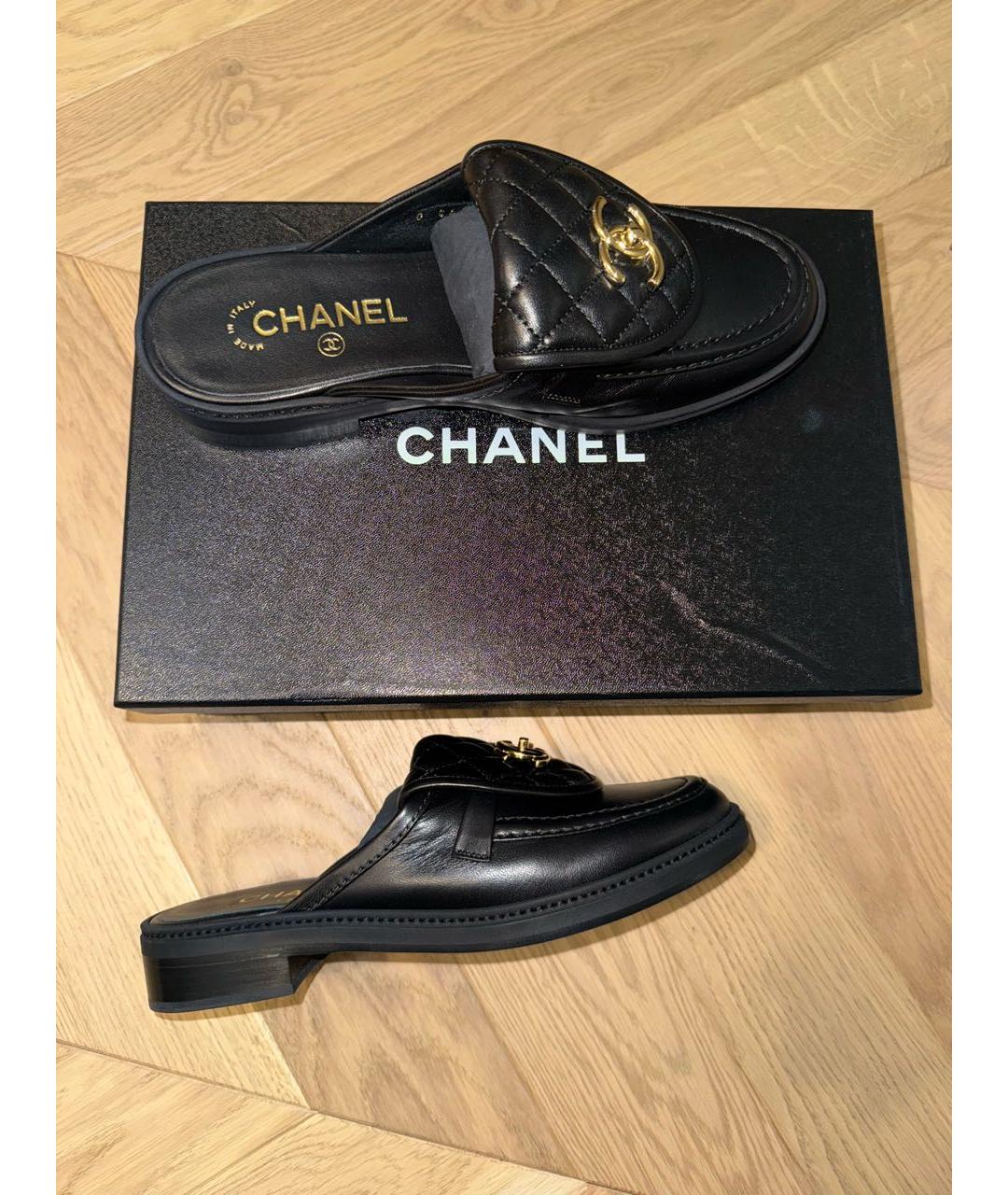 CHANEL Черные кожаные мюли, фото 9