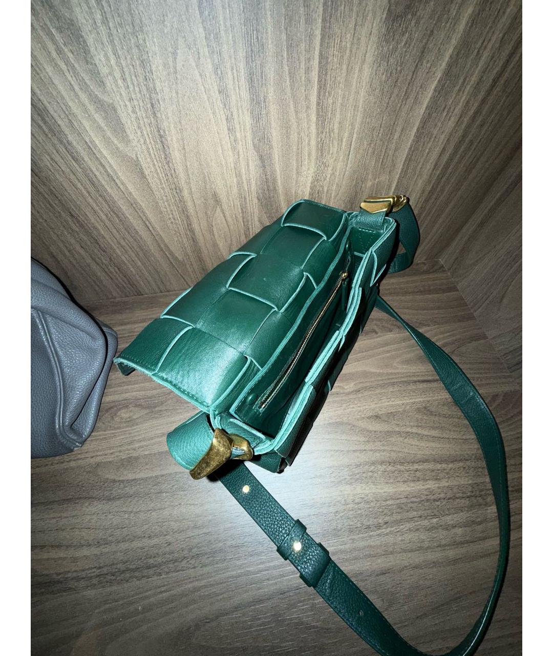BOTTEGA VENETA Зеленая кожаная сумка через плечо, фото 4