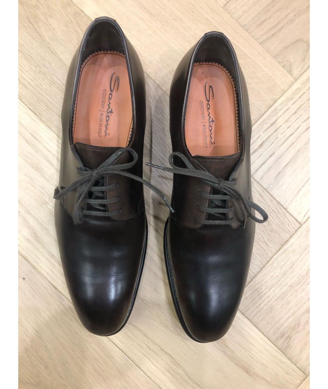 SANTONI Коричневые кожаные туфли, фото 3