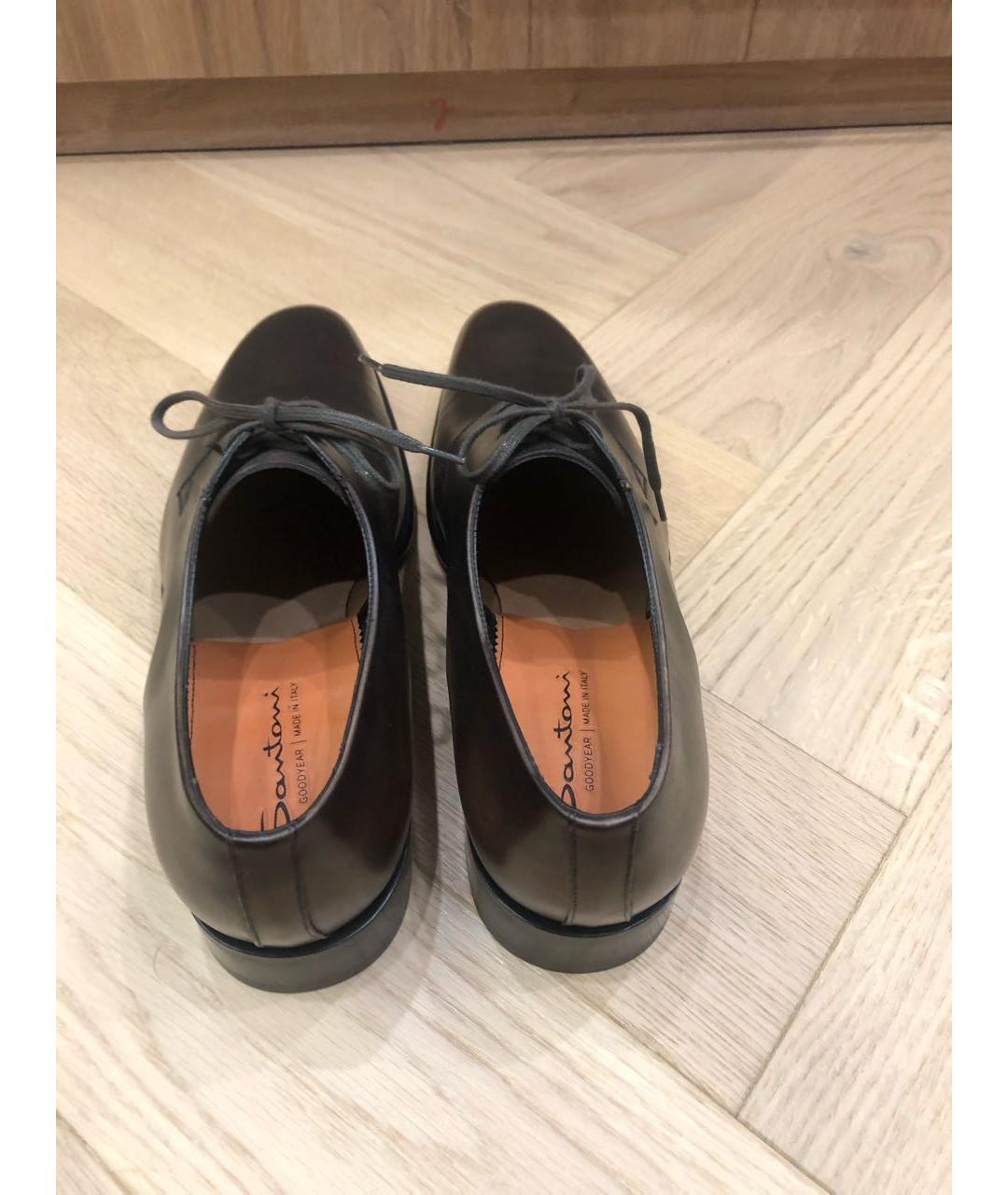 SANTONI Коричневые кожаные туфли, фото 8