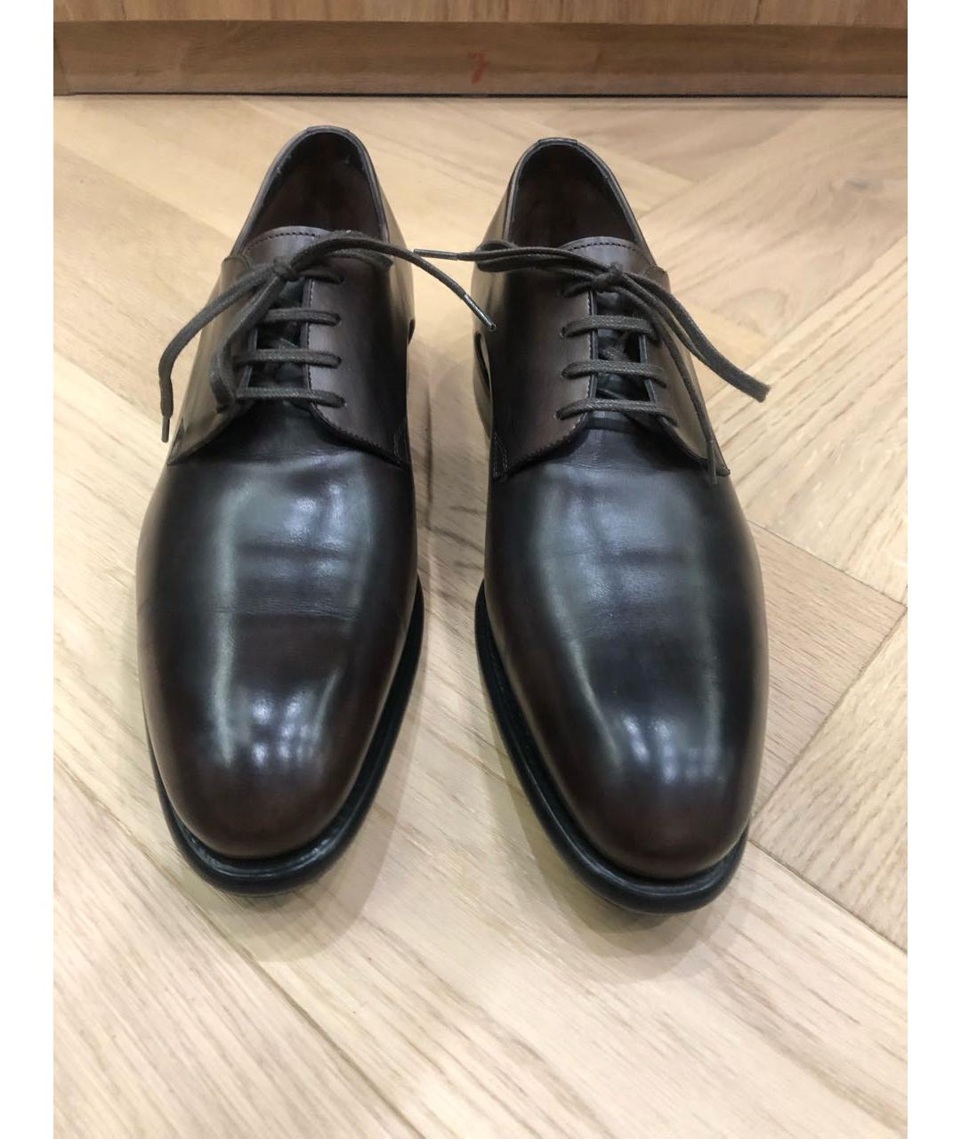 SANTONI Коричневые кожаные туфли, фото 2