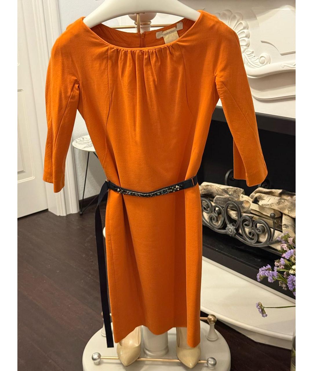 MAX MARA Оранжевое шерстяное повседневное платье, фото 2