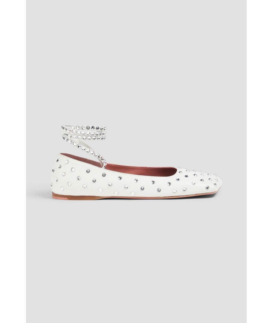 Amina Muaddi Белые кожаные балетки, фото 4