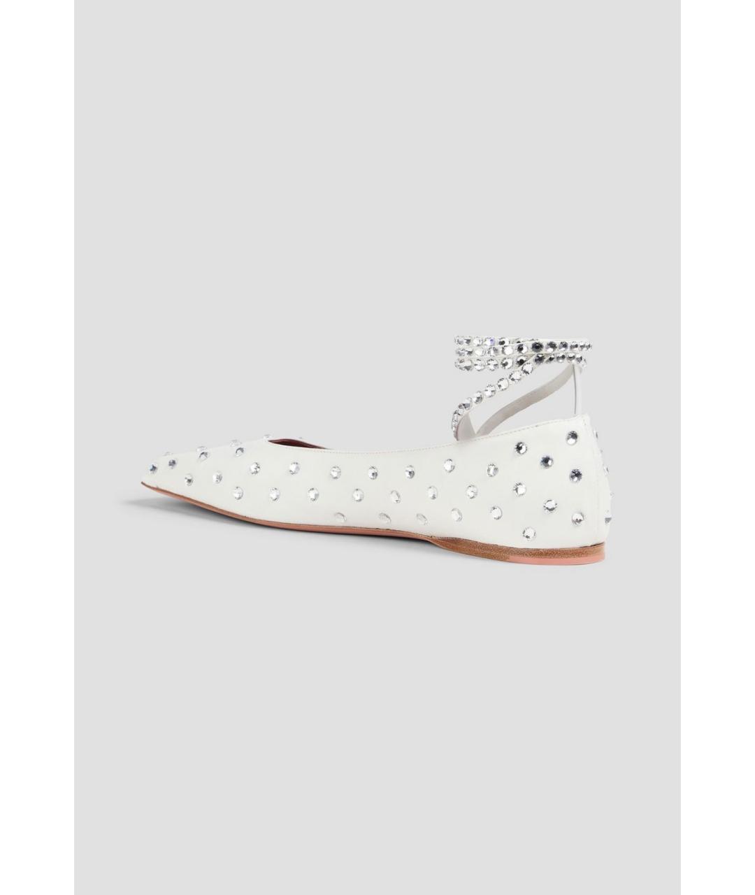 Amina Muaddi Белые кожаные балетки, фото 3