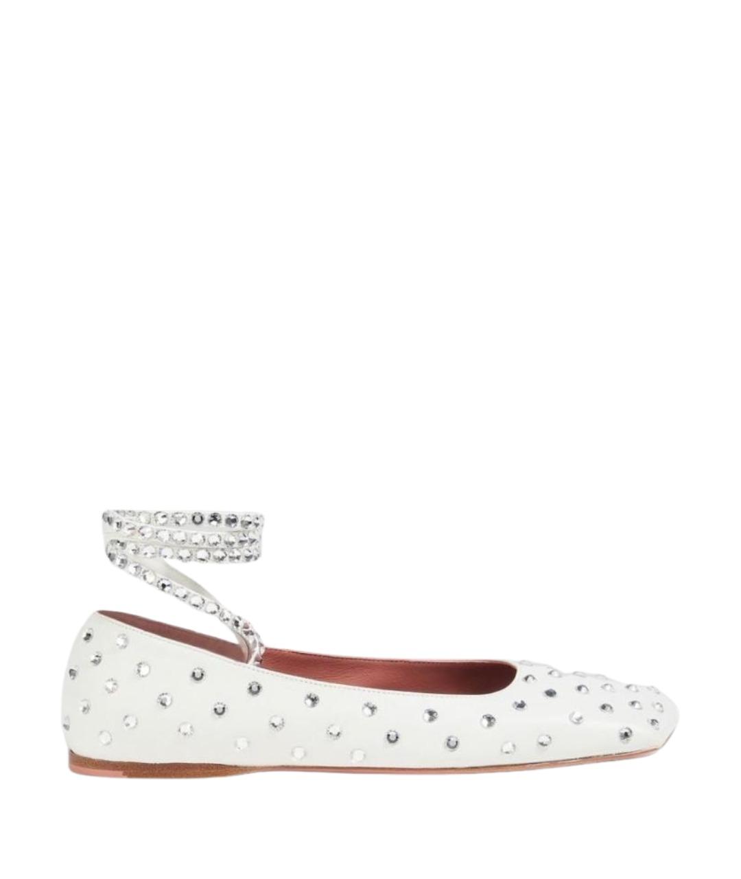Amina Muaddi Белые кожаные балетки, фото 1