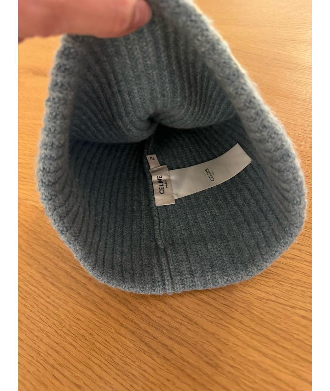 CELINE Голубая кашемировая шапка, фото 2