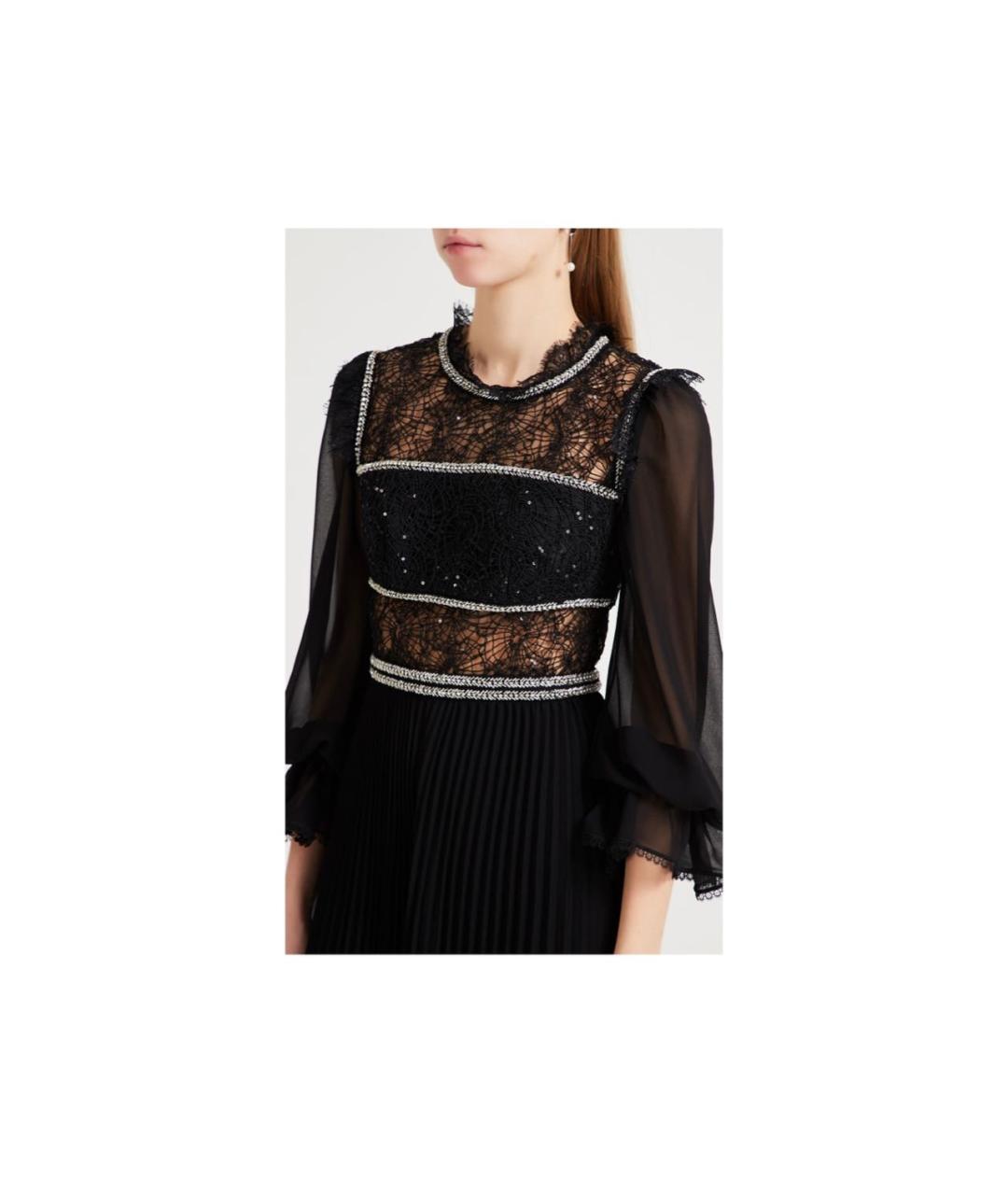 SELF-PORTRAIT Черное вискозное вечернее платье, фото 3