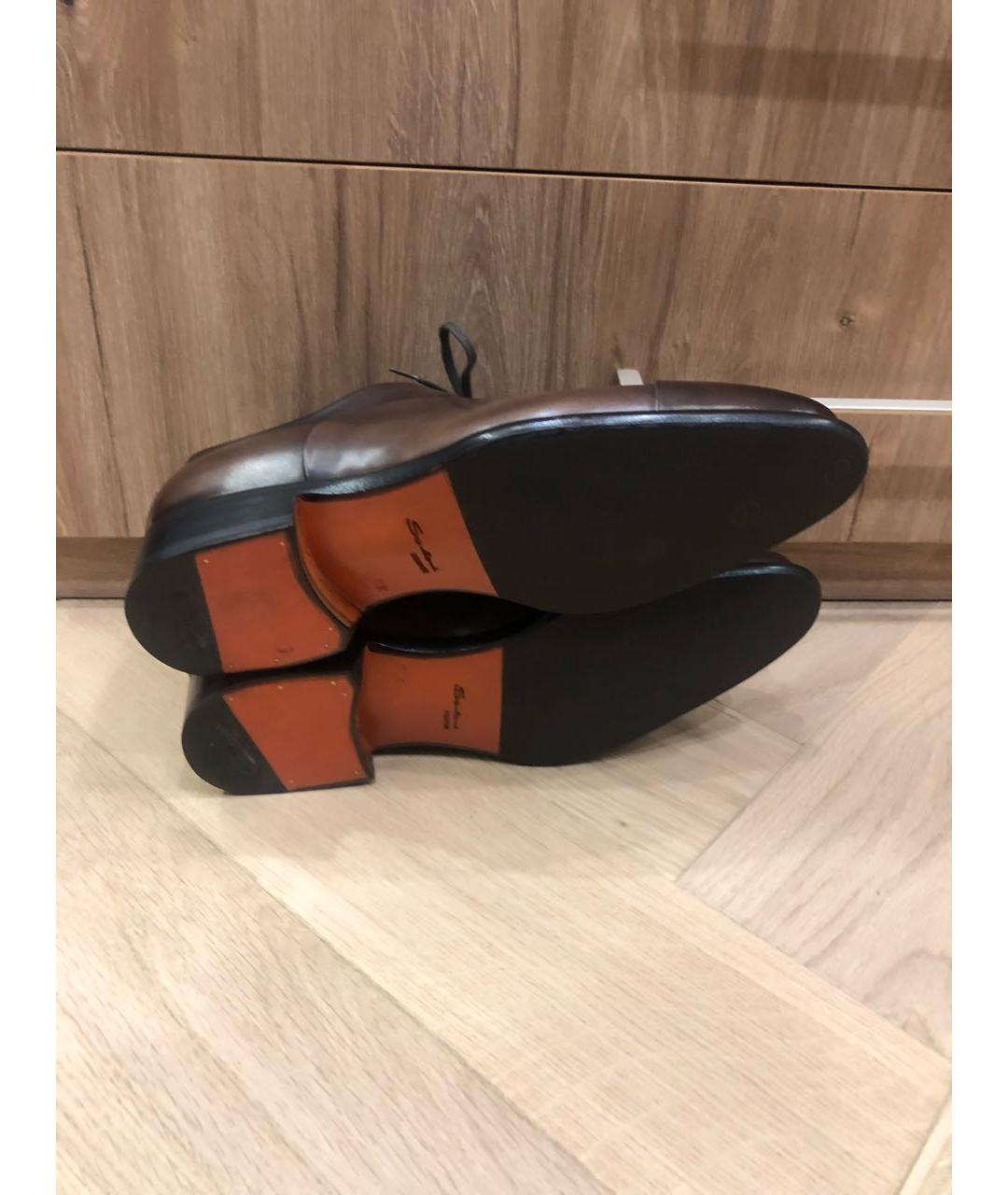 SANTONI Коричневые кожаные туфли, фото 5