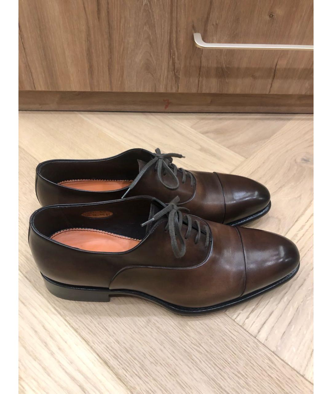 SANTONI Коричневые кожаные туфли, фото 9