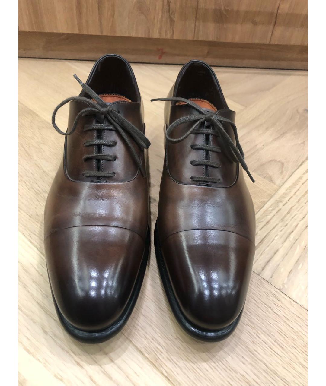 SANTONI Коричневые кожаные туфли, фото 2