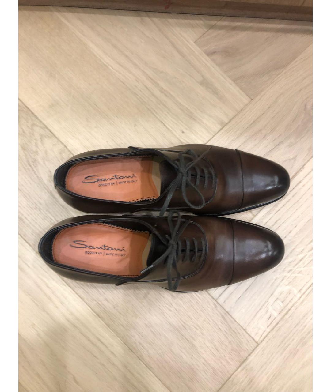 SANTONI Коричневые кожаные туфли, фото 7