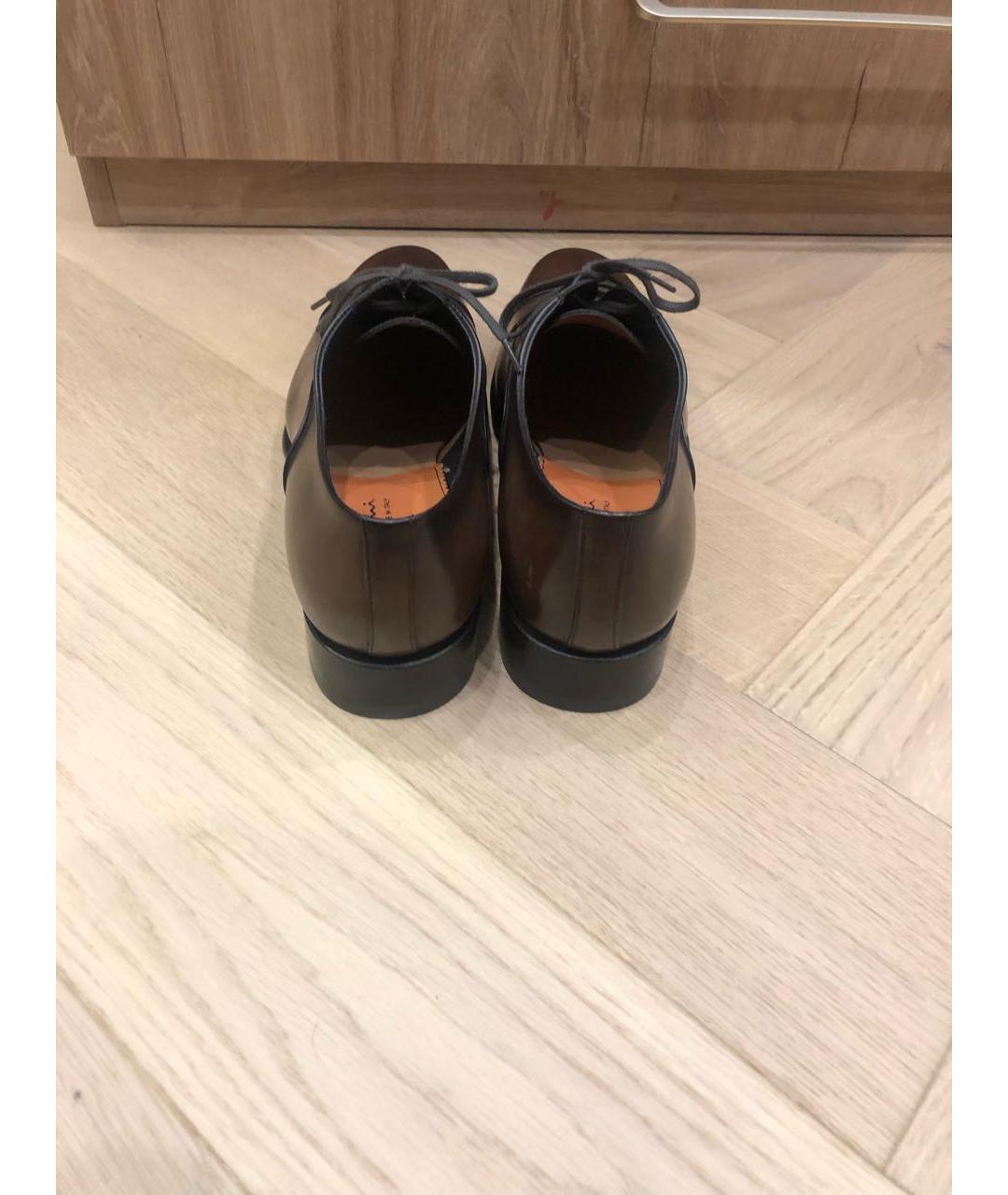 SANTONI Коричневые кожаные туфли, фото 4