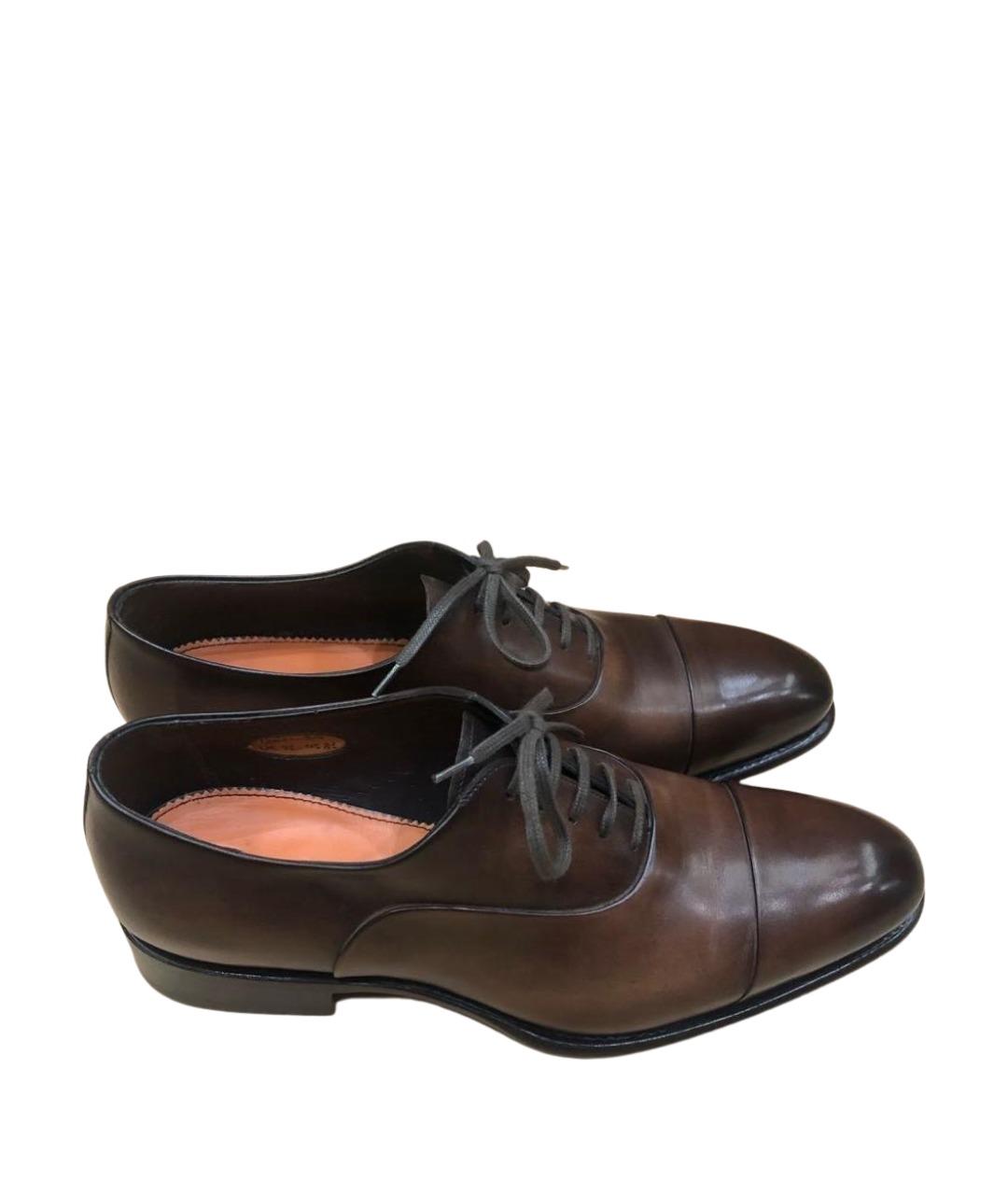 SANTONI Коричневые кожаные туфли, фото 1
