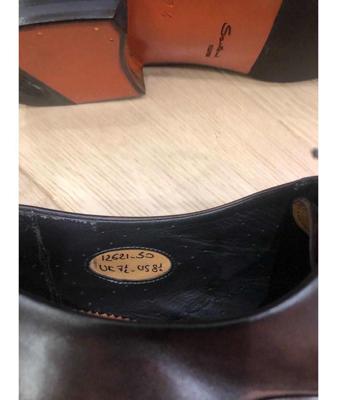 SANTONI Коричневые кожаные туфли, фото 6