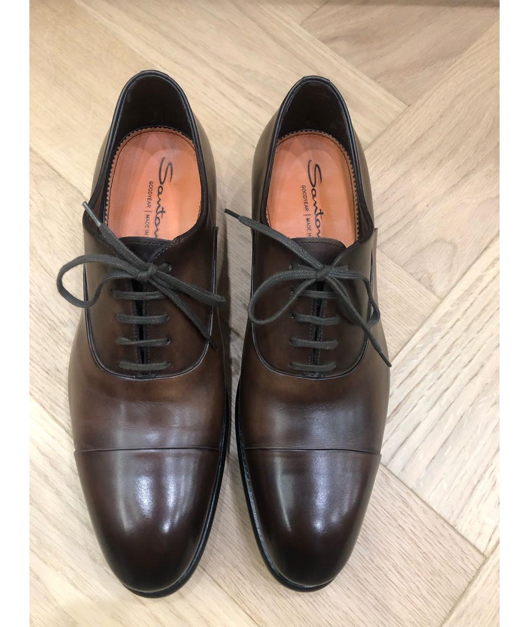 SANTONI Коричневые кожаные туфли, фото 3