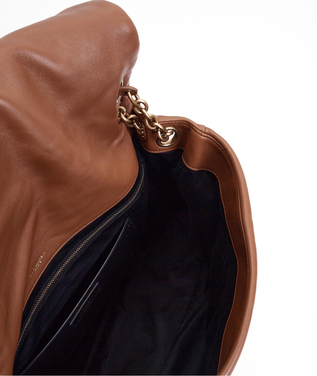 SAINT LAURENT Коричневая кожаная сумка через плечо, фото 7