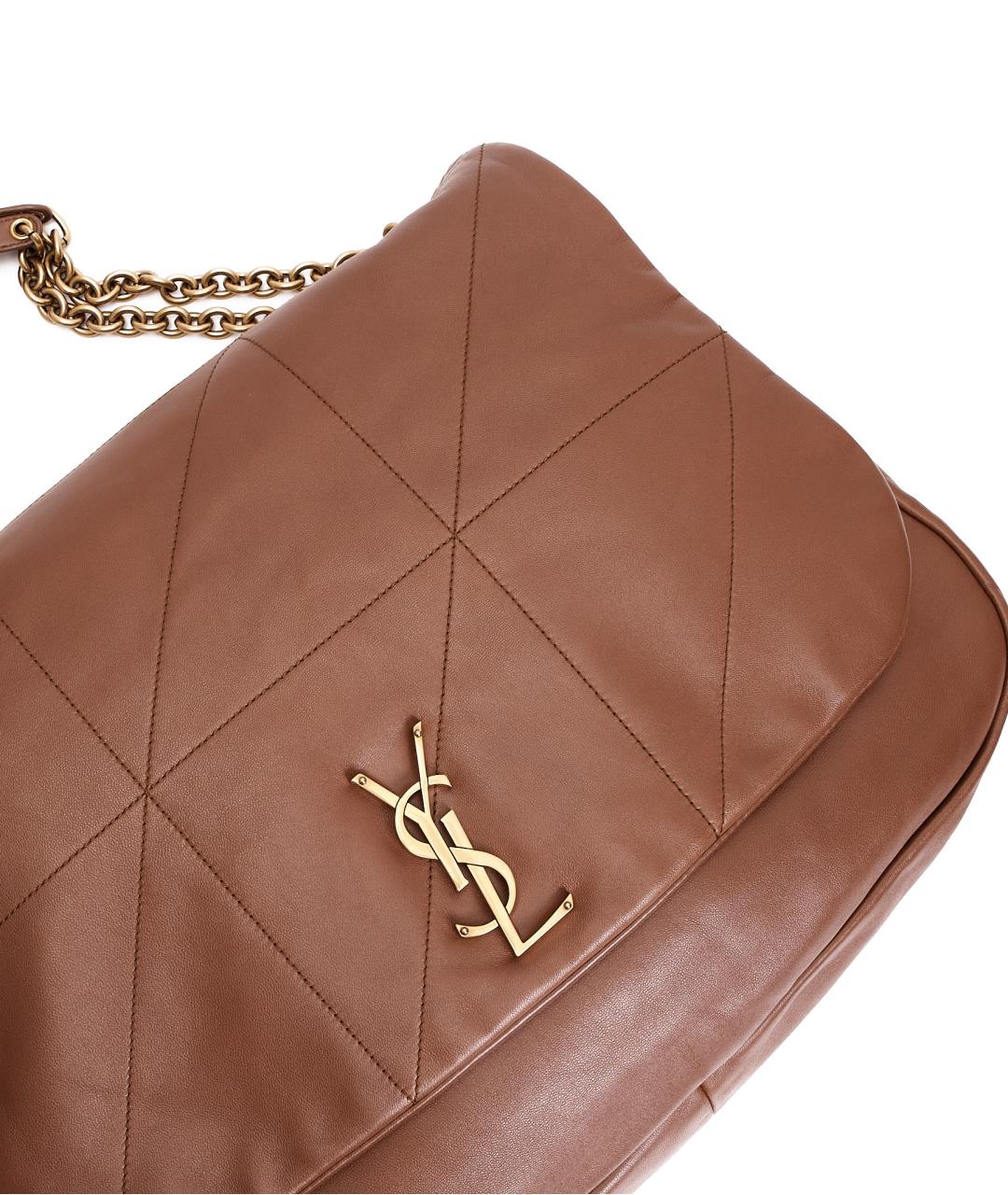SAINT LAURENT Коричневая кожаная сумка через плечо, фото 8
