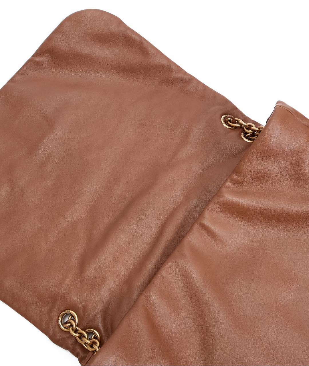 SAINT LAURENT Коричневая кожаная сумка через плечо, фото 5