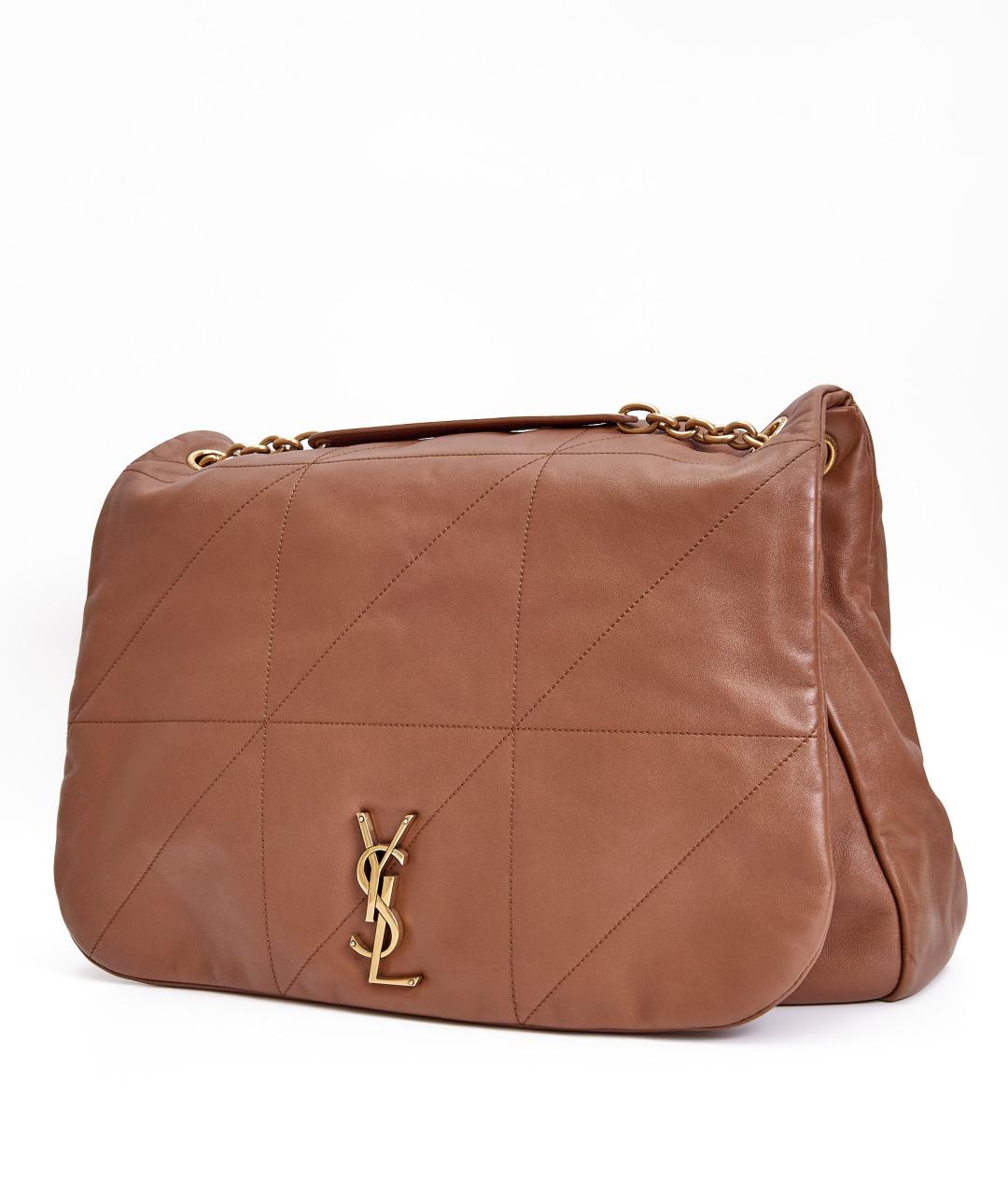 SAINT LAURENT Коричневая кожаная сумка через плечо, фото 2