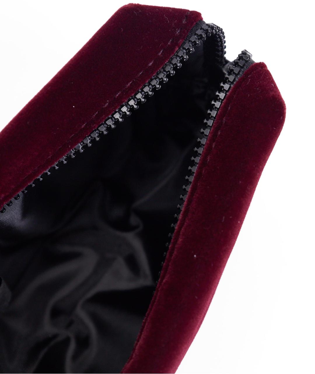 SAINT LAURENT Бордовая бархатная косметичка, фото 5