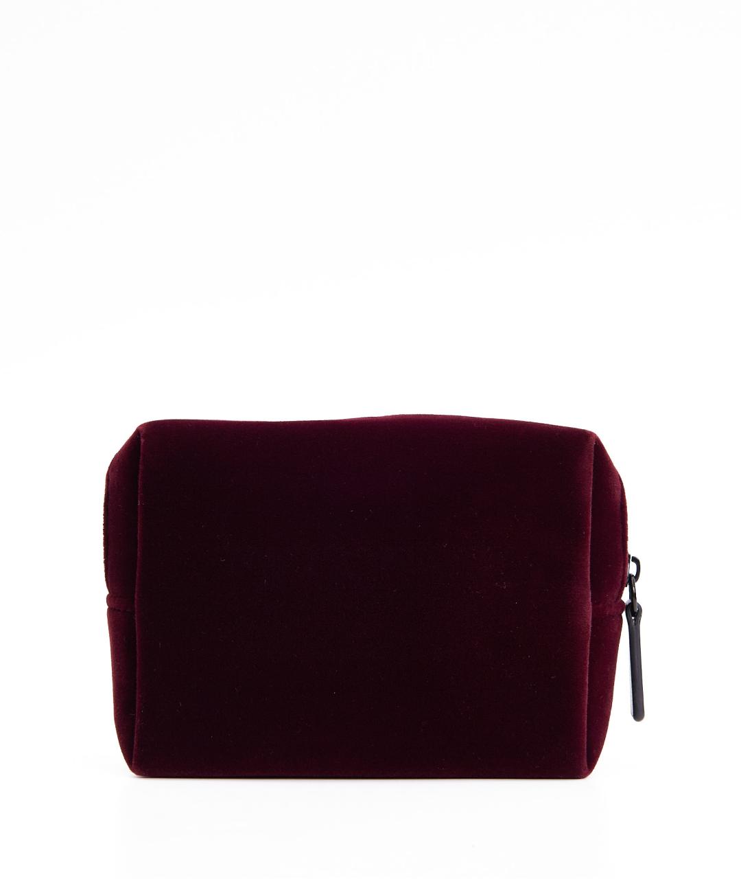 SAINT LAURENT Бордовая бархатная косметичка, фото 3