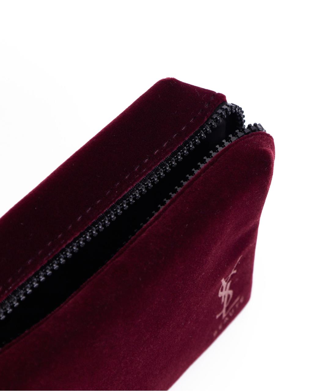SAINT LAURENT Бордовая бархатная косметичка, фото 4