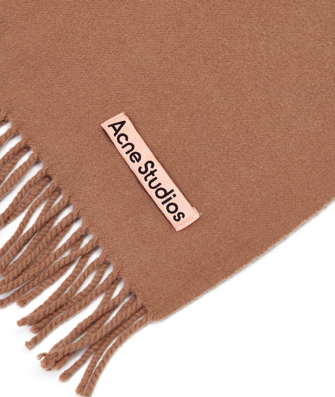 ACNE STUDIOS Коричневый шерстяной шарф, фото 2