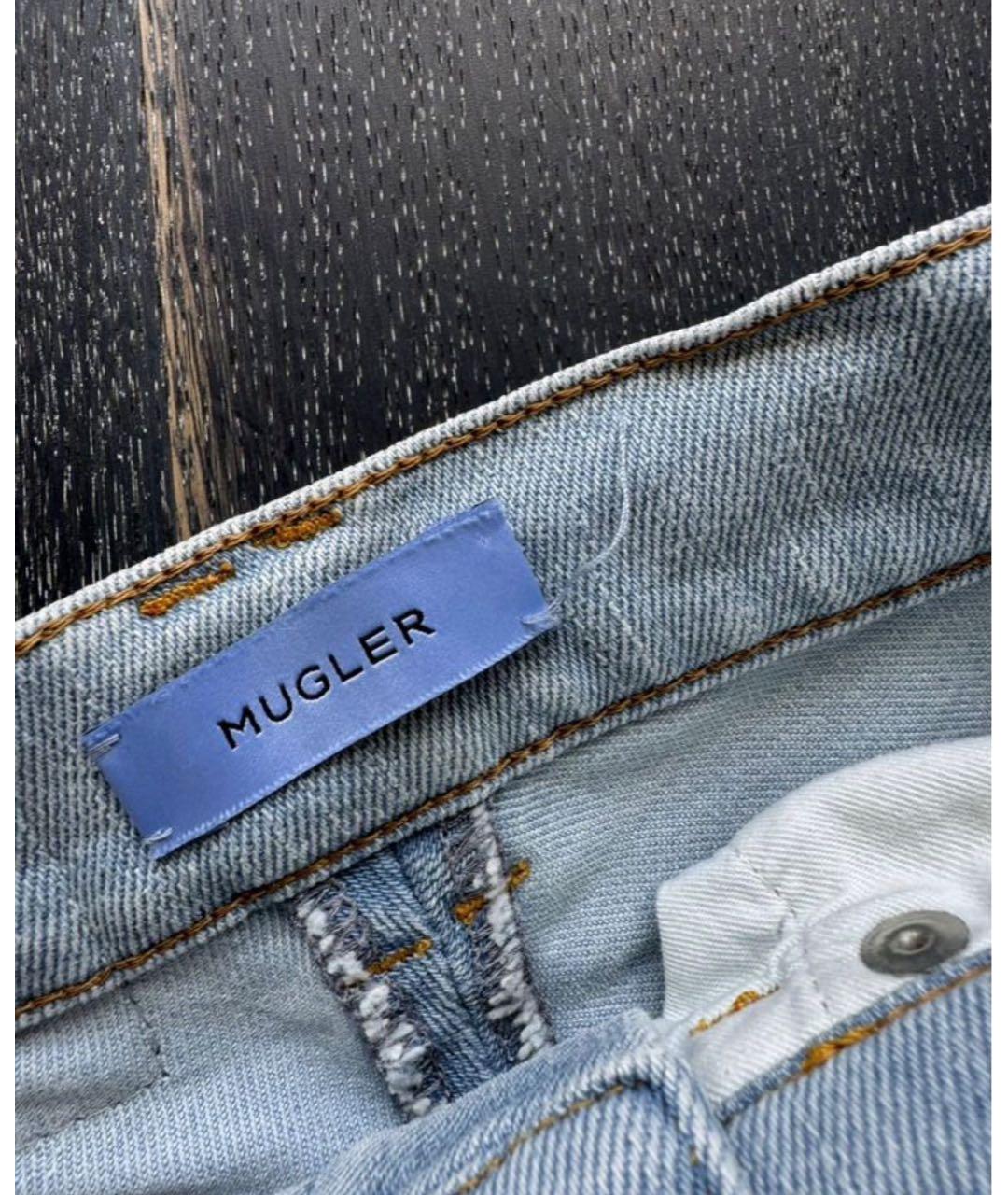 MUGLER Голубые хлопко-эластановые джинсы слим, фото 6