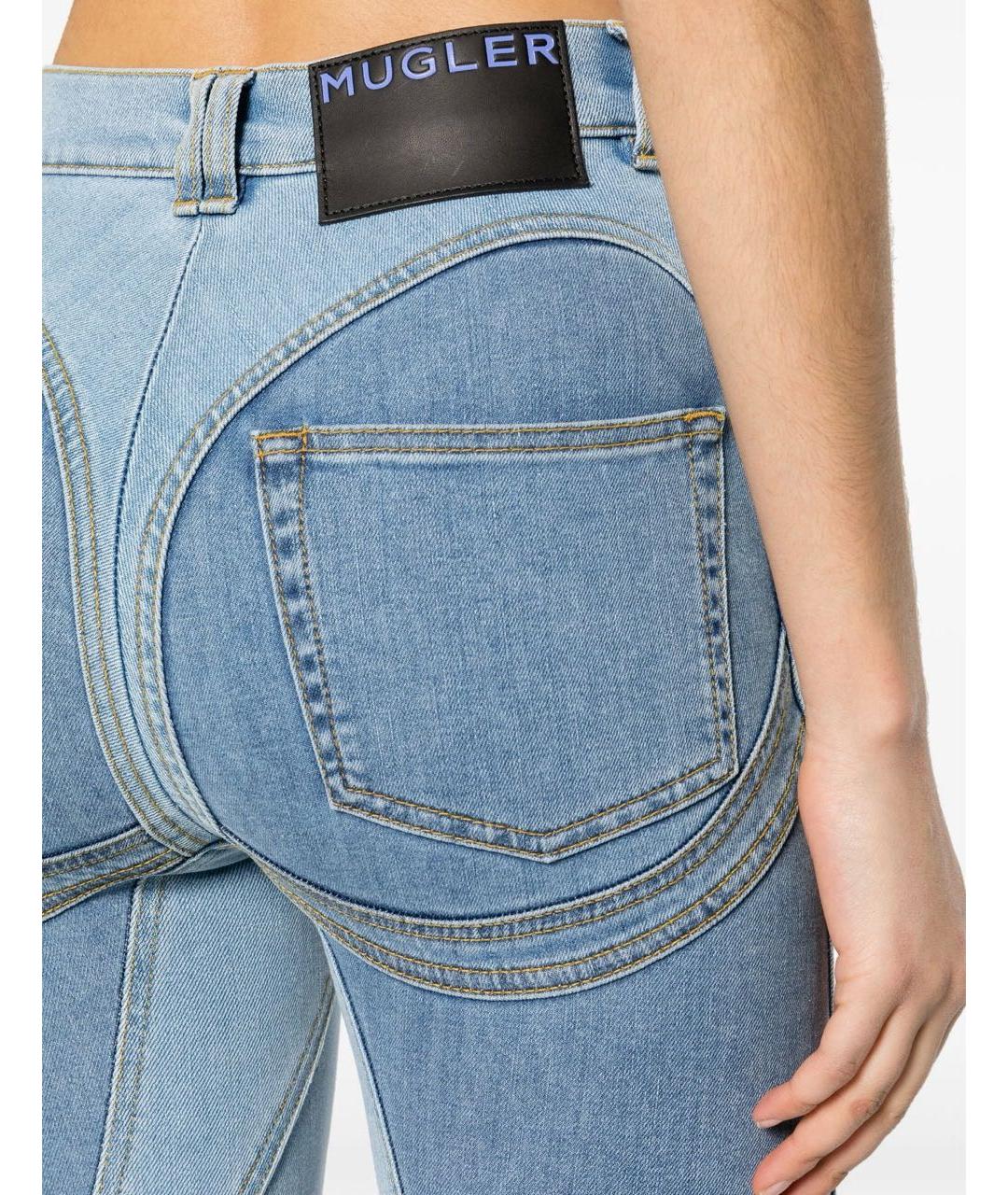 MUGLER Голубые хлопко-эластановые джинсы слим, фото 8