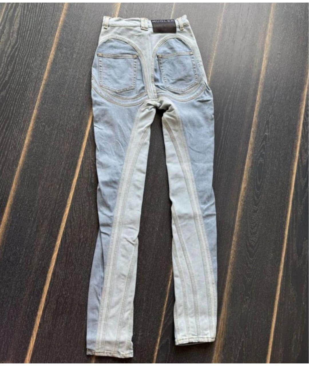MUGLER Голубые хлопко-эластановые джинсы слим, фото 2