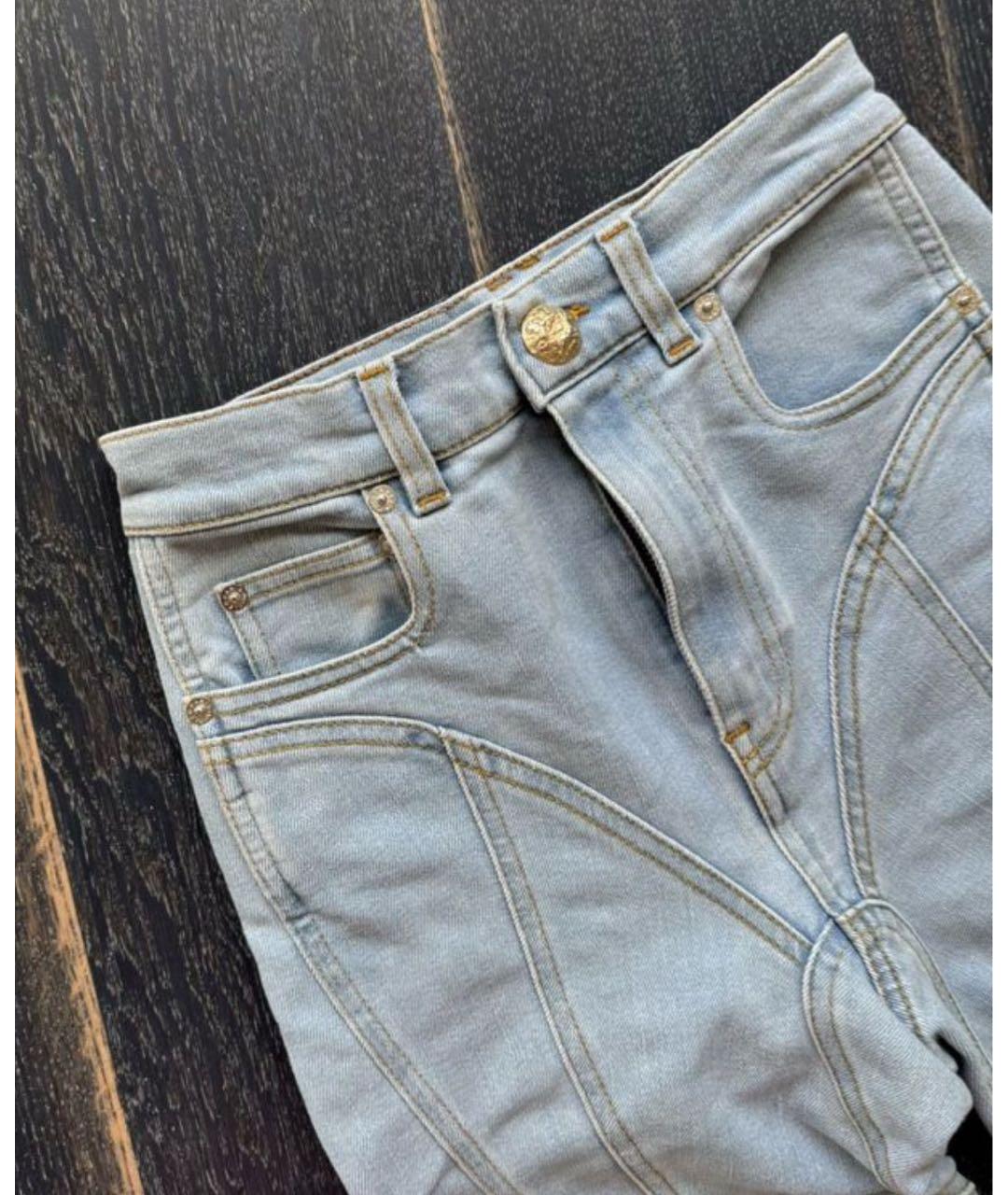 MUGLER Голубые хлопко-эластановые джинсы слим, фото 4