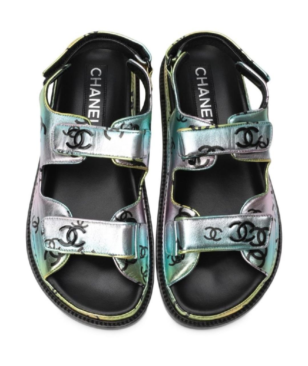 CHANEL Мульти кожаные сандалии, фото 4