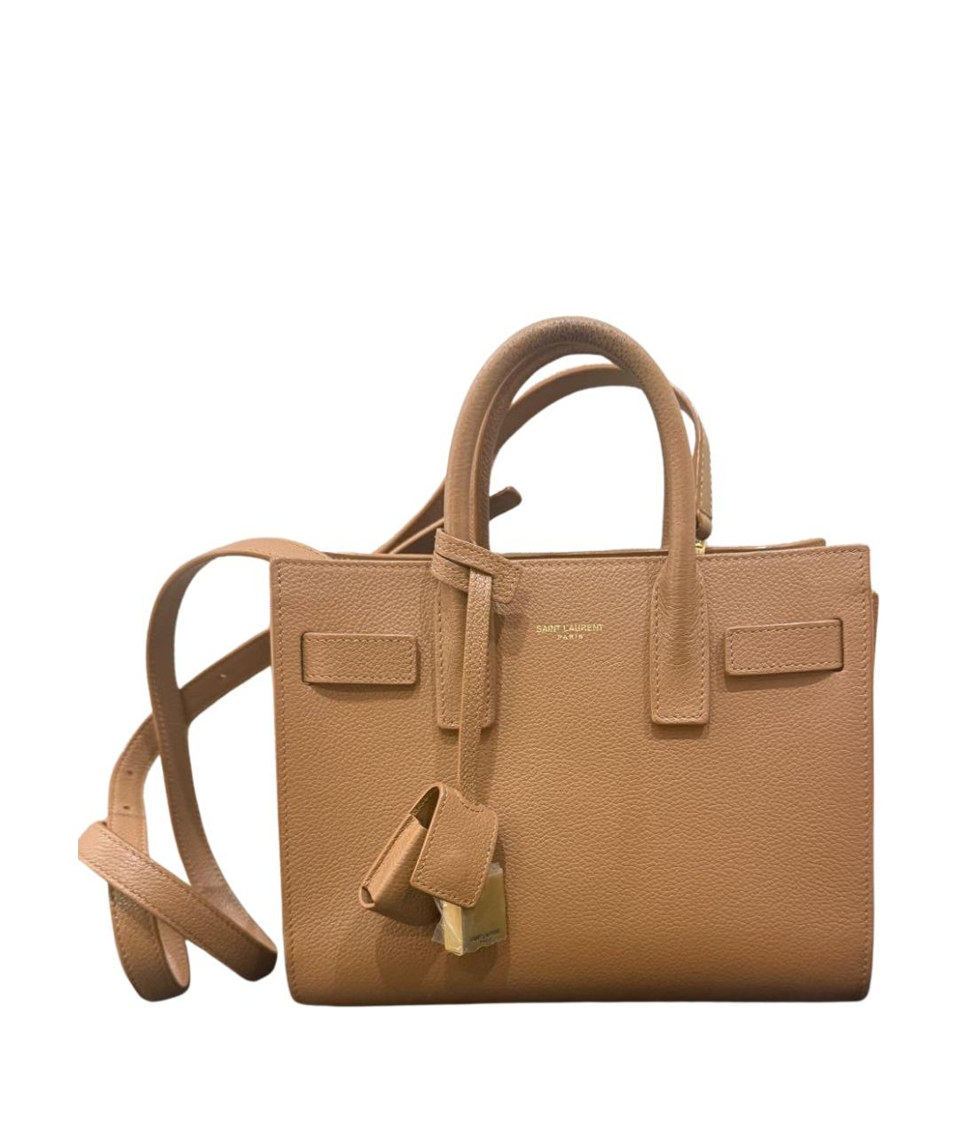 SAINT LAURENT Коричневая кожаная сумка через плечо, фото 1