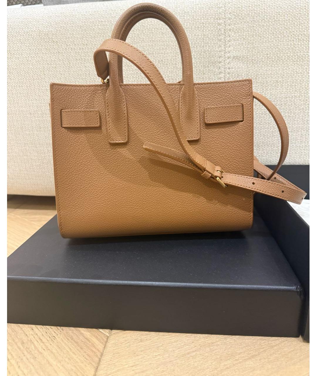 SAINT LAURENT Коричневая кожаная сумка через плечо, фото 3