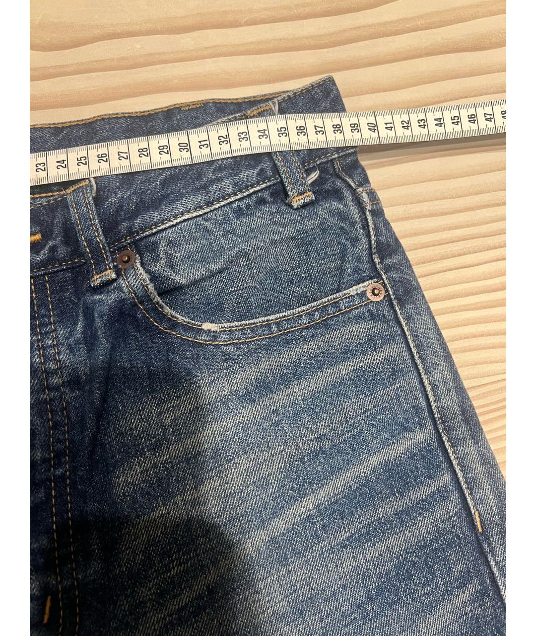 CELINE Синие хлопковые прямые джинсы, фото 6