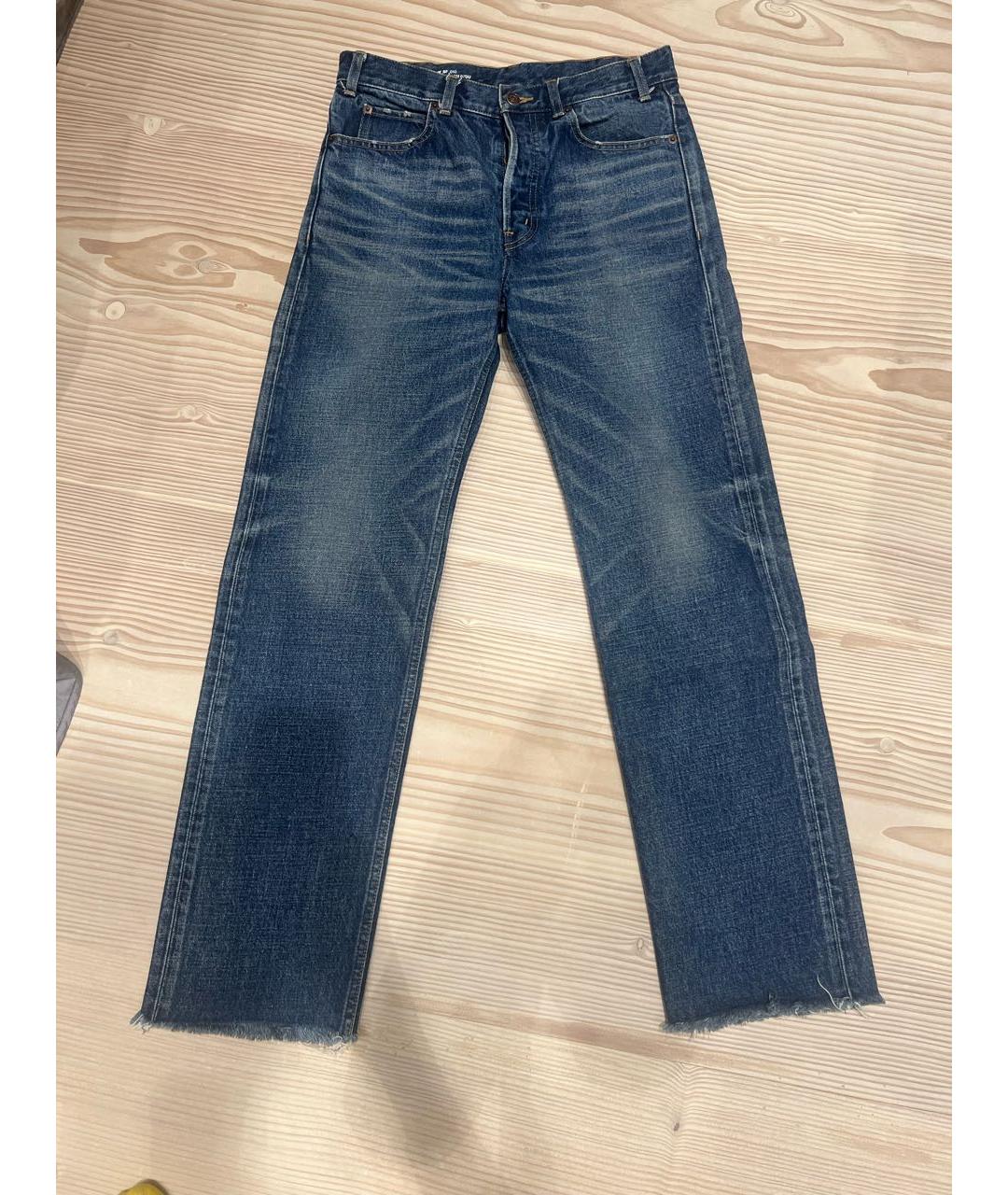 CELINE Синие хлопковые прямые джинсы, фото 9