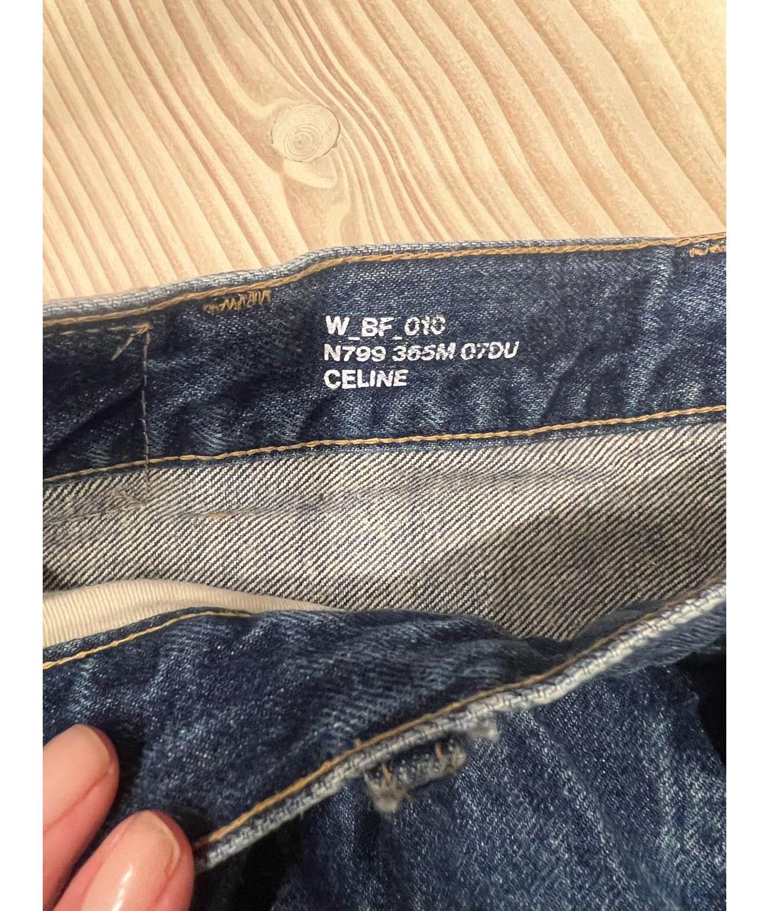 CELINE Синие хлопковые прямые джинсы, фото 3