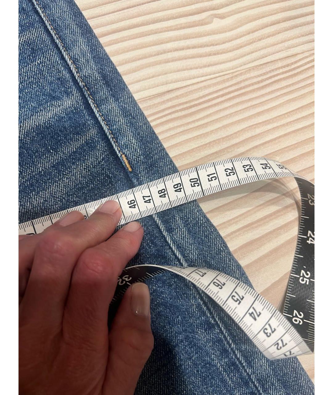 CELINE Синие хлопковые прямые джинсы, фото 8