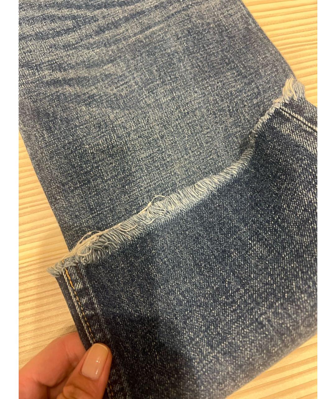 CELINE Синие хлопковые прямые джинсы, фото 5