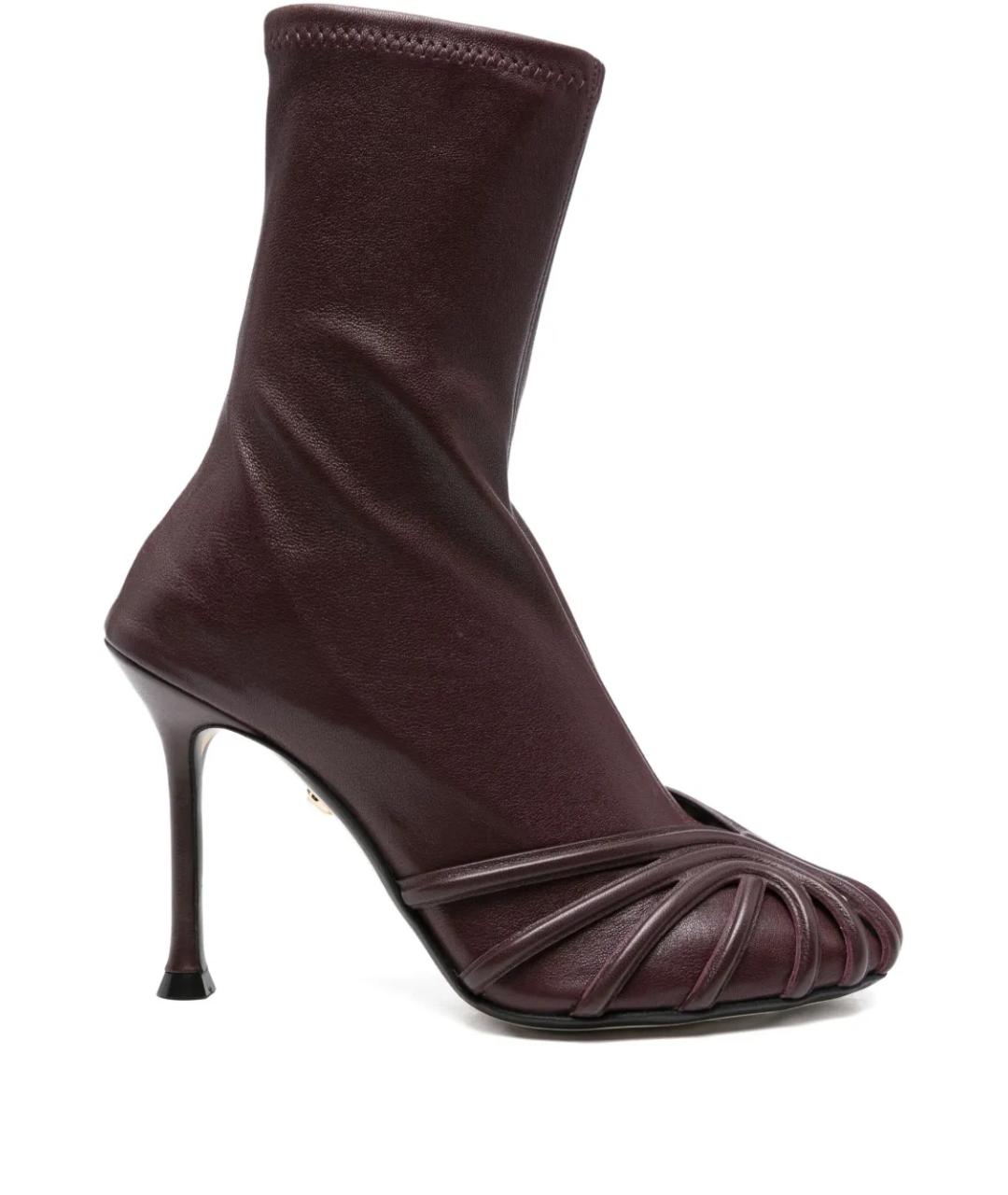 ALEVI Бордовые кожаные сапоги, фото 1