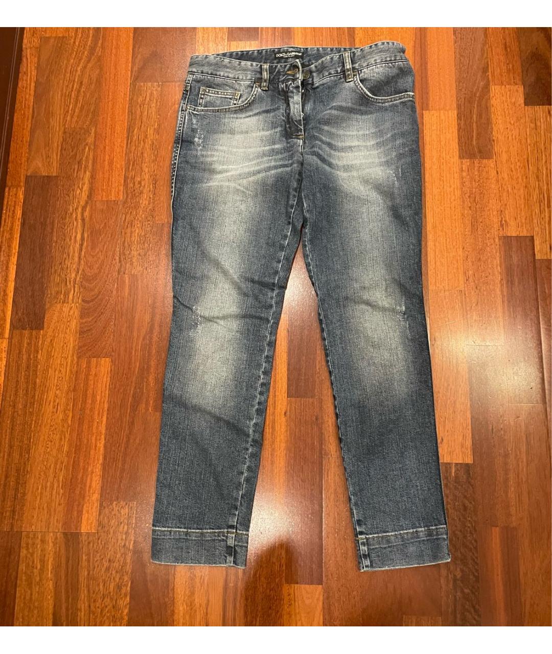 DOLCE&GABBANA Синие хлопко-эластановые прямые джинсы, фото 6
