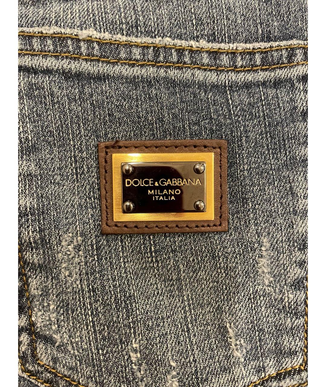 DOLCE&GABBANA Синие хлопко-эластановые прямые джинсы, фото 4