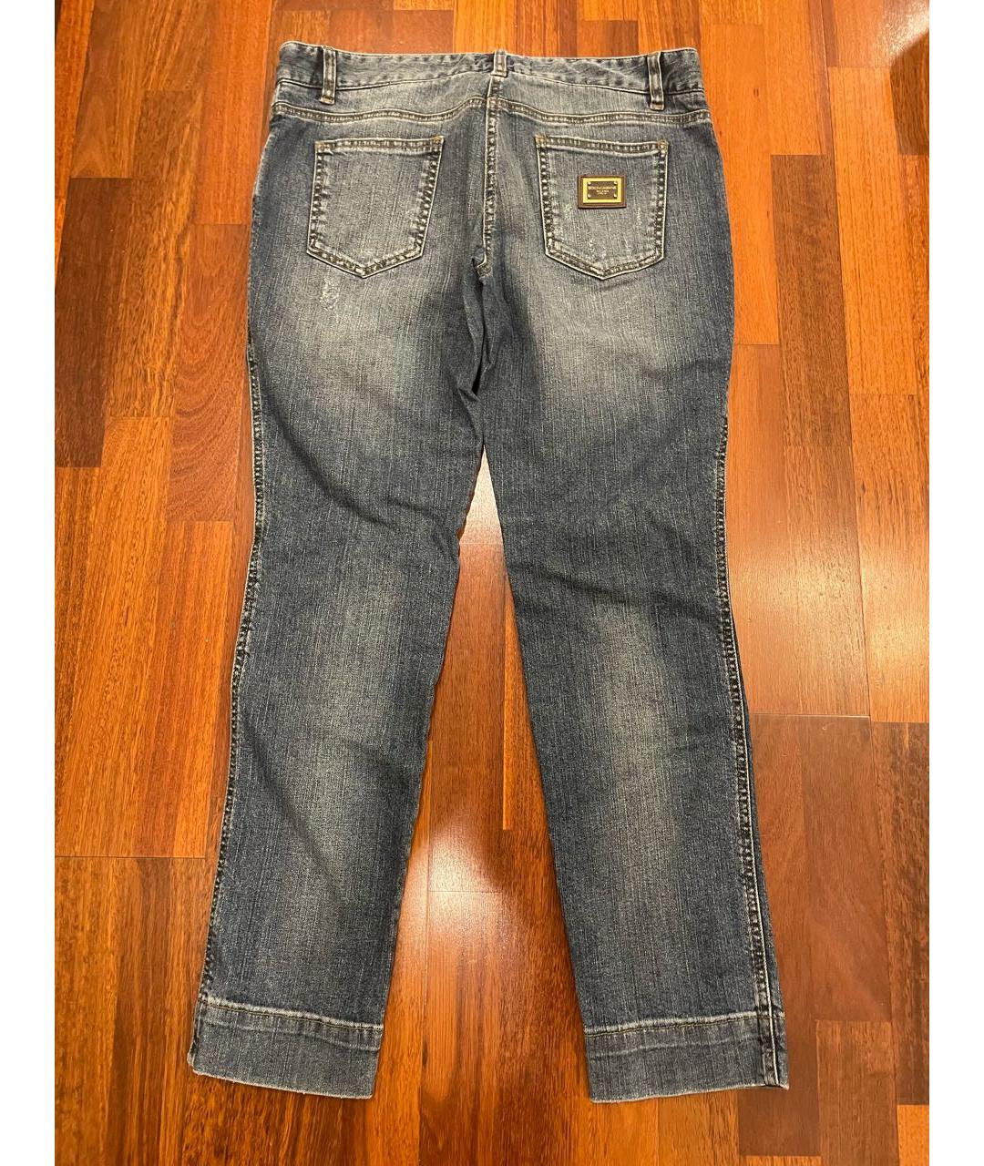 DOLCE&GABBANA Синие хлопко-эластановые прямые джинсы, фото 2